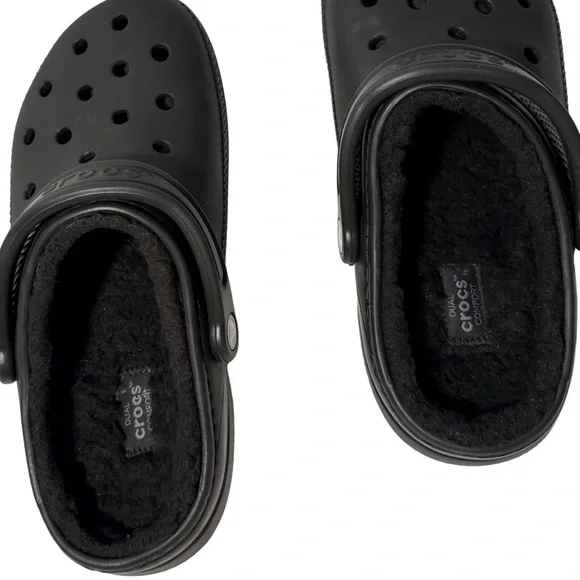 Crocs Classic Black Lined Clogs, Fleece-Lined Cozy Comfort, Size Womens 8, Men 6 - Picture 4 of 8